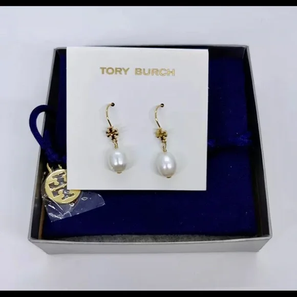 TORY BURCH •Freshwater Cultured Pearl Drop Logo - Picture 3 of 6